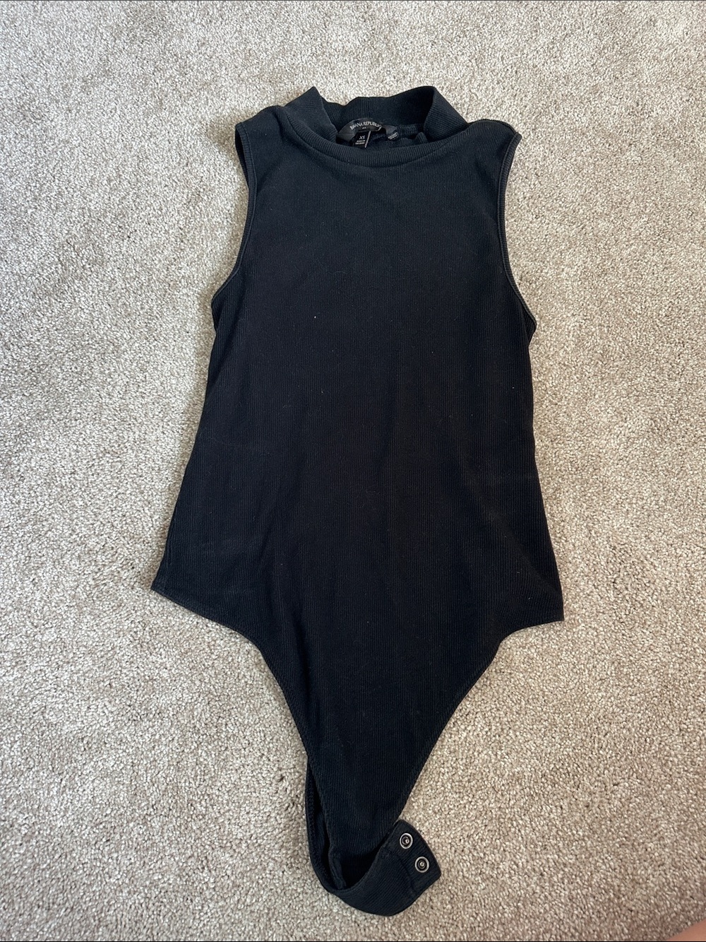 Banana Republic Black Ribbed Mock Neck Bodysuit